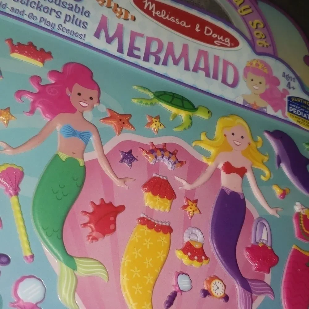 Melissa & Doug toy kids 4+ home mermaid puffy‎ stickers + play scenes